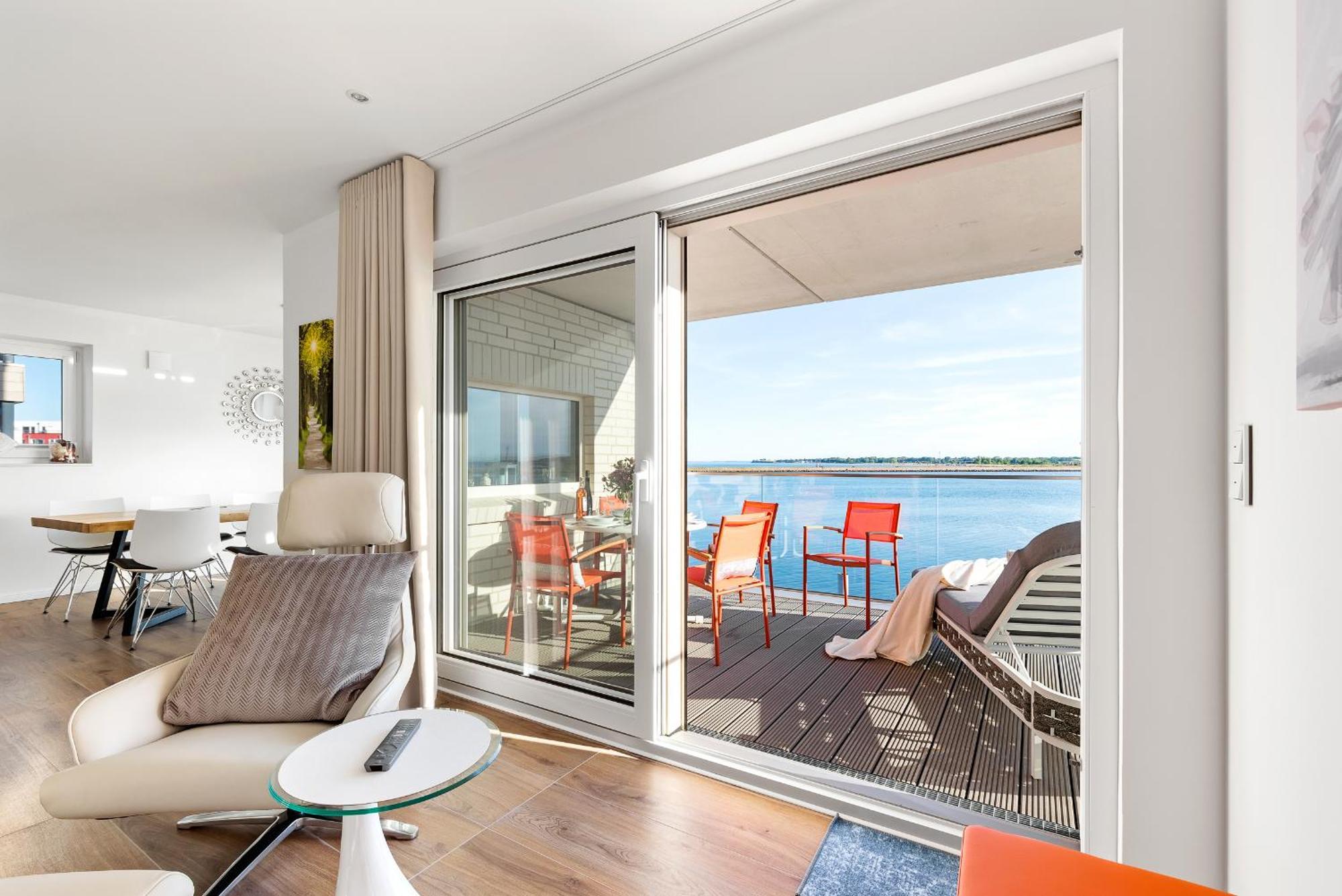 Horizont- Direkt Am Wasser, Hafenblick, Fahrstuhl, Sauna, Ueberdachter Balkon Olpenitz Kültér fotó