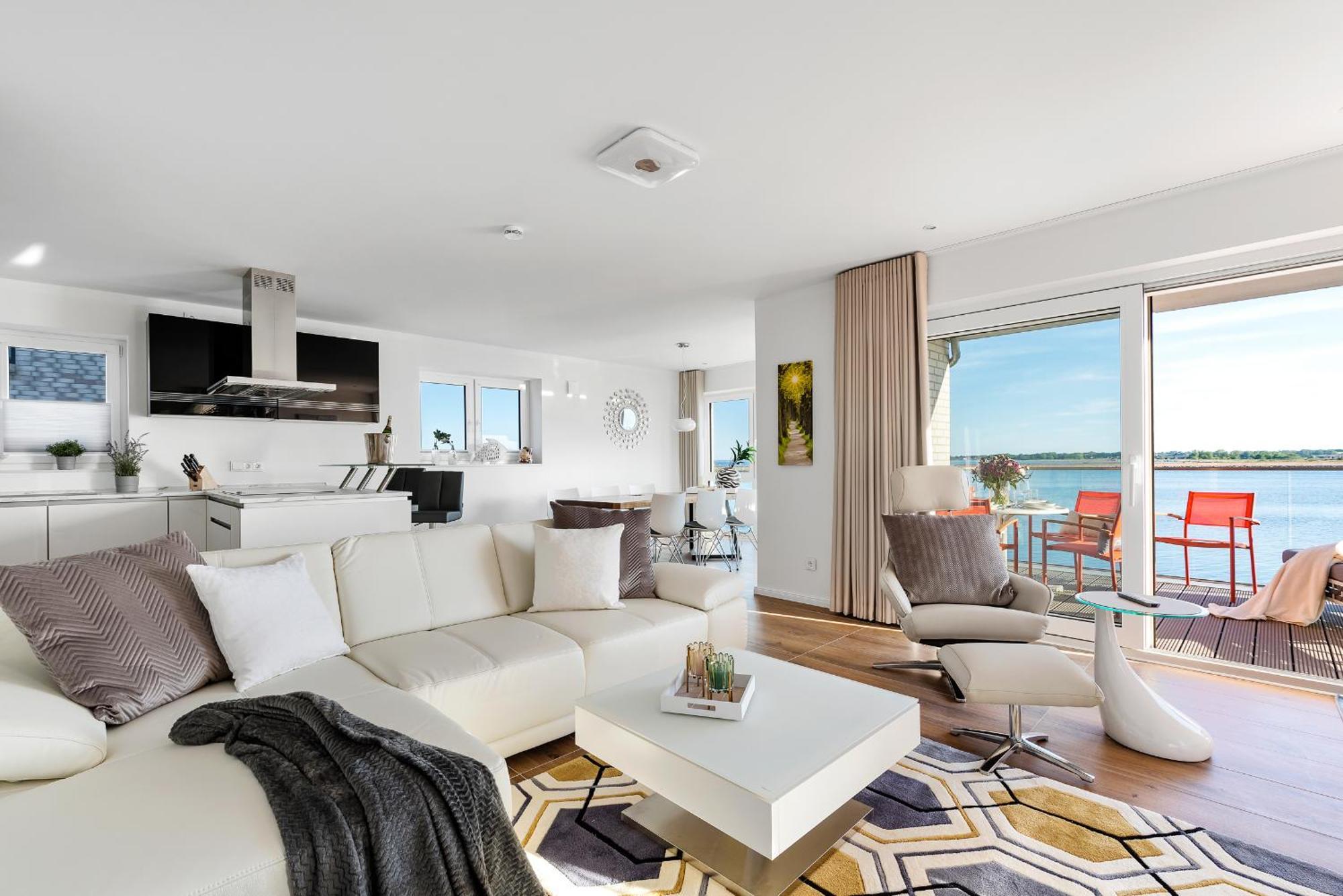 Horizont- Direkt Am Wasser, Hafenblick, Fahrstuhl, Sauna, Ueberdachter Balkon Olpenitz Kültér fotó