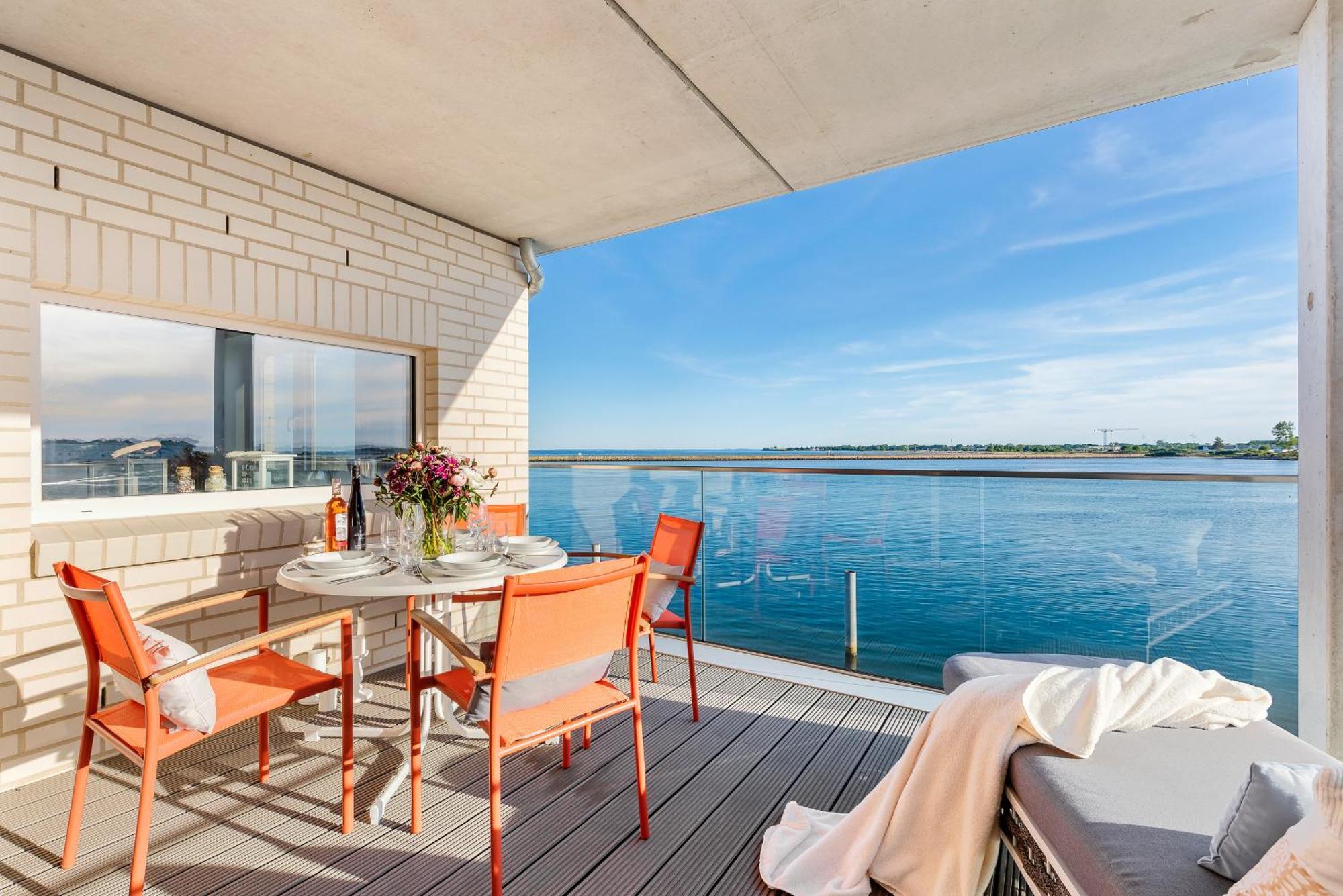 Horizont- Direkt Am Wasser, Hafenblick, Fahrstuhl, Sauna, Ueberdachter Balkon Olpenitz Kültér fotó